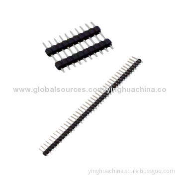 Pin Headers, 2.0mm Pitch Single Row/Dual-insulator Straight/Right Angle/SMT, H2.0mm, Connector 6100